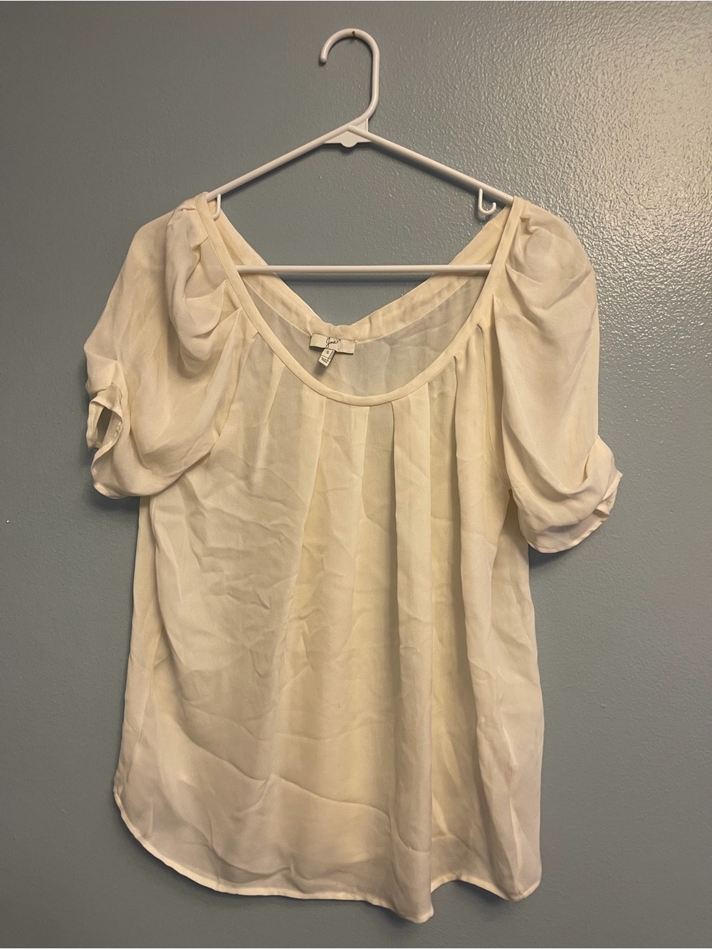 Joie Cream Puff-Sleeve Scoop-Neck Blouse